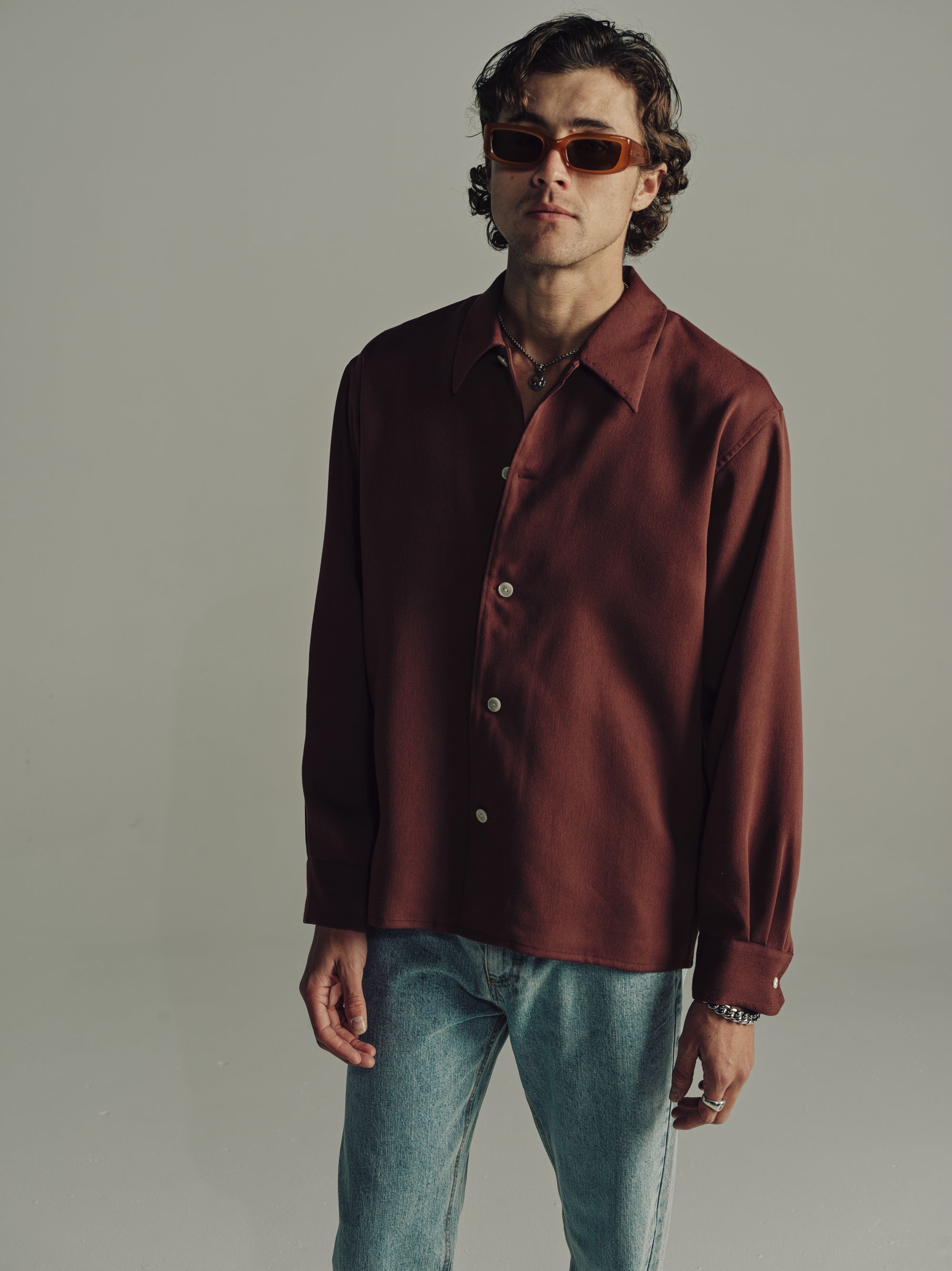 Relaxed Long Sleeve Shirt | Brown