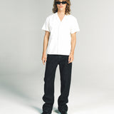 AVENUE SS SHIRT | WHITE W/ SILVER PIN STITCH