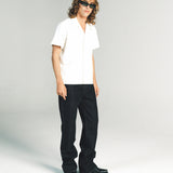 AVENUE SS SHIRT | WHITE W/ SILVER PIN STITCH