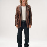 SAICO LEATHER BLAZER | BROWN