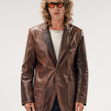 SAICO LEATHER BLAZER | BROWN