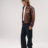 JIMMY LEATHER JACKET | BROWN