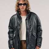 LEATHER PUFFA | BROWN