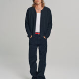 FRIENDS ZIP UP WAFFLE KNIT SWEATER BLACK