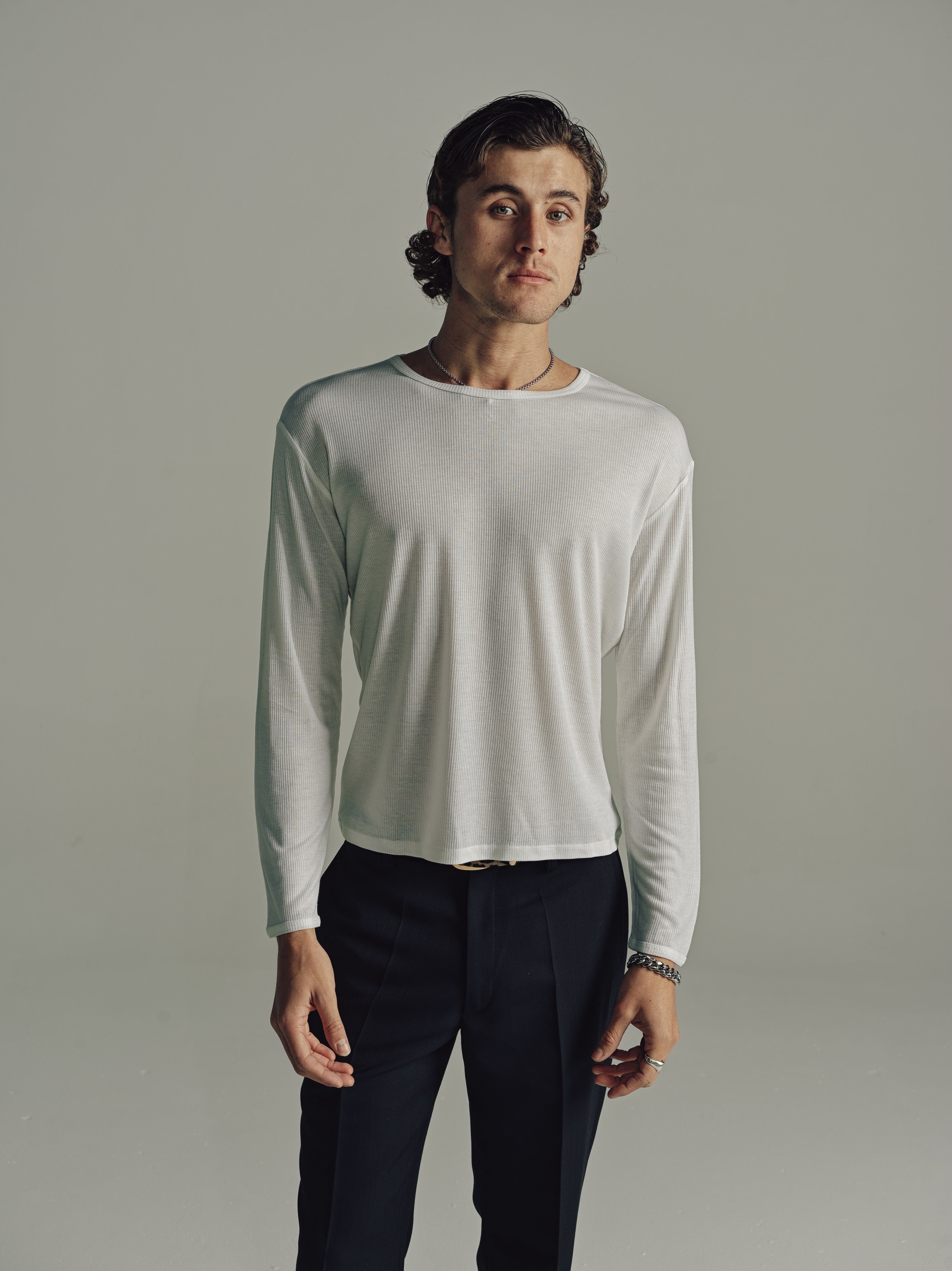Dias Cortes L/S Ribbed Tee | White – SECOND/LAYER Inc.