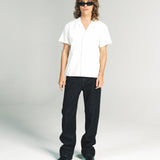 AVENUE SS SHIRT | WHITE W/ SILVER PIN STITCH