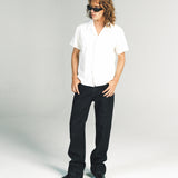 AVENUE SS SHIRT | WHITE W/ SILVER PIN STITCH