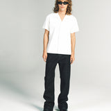 AVENUE SS SHIRT | WHITE W/ SILVER PIN STITCH
