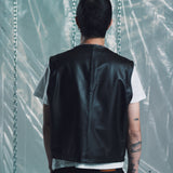 THE ROLLER VEST| BLACK LEATHER