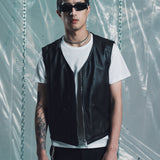 THE ROLLER VEST| BLACK LEATHER