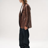 SAICO LEATHER BLAZER | BROWN