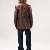 SAICO LEATHER BLAZER | BROWN