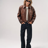 JIMMY LEATHER JACKET | BROWN