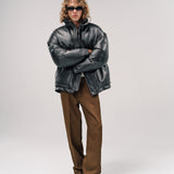 LEATHER PUFFA | BROWN