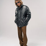 LEATHER PUFFA | BROWN